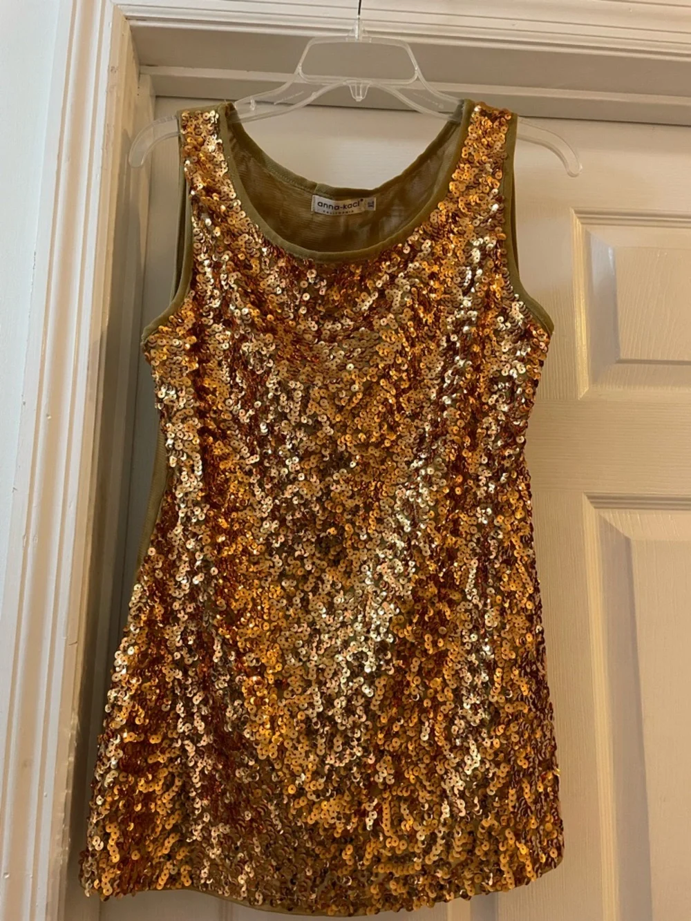 Gold Sequin Sleeveless Tank Top (0007) - Picture 1 of 3
